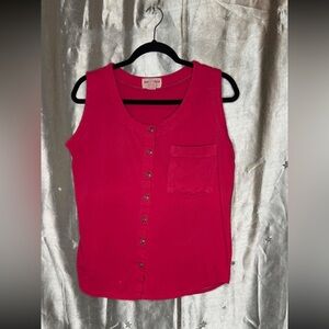 Stylish Red Button-Front Tank Top